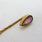 Victorian Rolled Gold & Amethyst Set Drop Stick Pin Antique c1880s