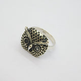 Sterling Silver Wise Old Owl Form Dress Ring Modern c1990 Size P