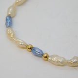 14ct Yellow Gold & Freshwater Pearl Beaded Bracelet Vintage c1970s