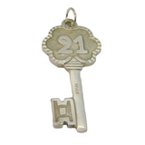 Sterling Silver Patterned 21st Birthday Key Pendant Vintage c1970