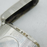 Edwardian Sterling Silver Engine Turned Vesta Case Antique 1908 Birmingham