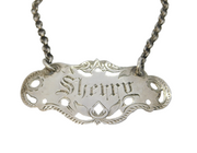 Victorian Sterling Silver Floral Sherry Decanter Label Antique 1893 Birmingham