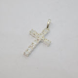 Sterling Silver 5 Diamond Set Illusion Cross Charm Pendant Modern c1990s