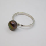 Sterling Silver Brown Pearl Solitaire Ring Vintage c1970 Size N