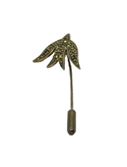 Sterling Silver Marcasite Swallow Form Stick Pin Art Deco Antique c1920