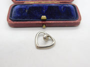 Sterling Silver Heart Outline Charm Pendant Vintage c1970