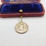 Sterling Silver Circular St Christopher Charm Pendant Vintage c1970