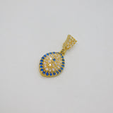 Gold On Sterling Silver Sapphire & Spinel Set Evil Eye Pendant Modern c1990s