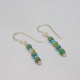 Pair of Sterling Silver Aqua Glass Beads Hook Drop Earrings Contemporary c2010