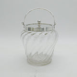 Victorian Sterling Silver Mounted Fluted Glass Biscuit Barrel Antique 1897