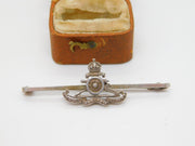 WWII-era Sterling Silver Royal Artillery Sweetheart Bar Brooch Antique c1940