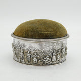 Victorian Sterling Silver Rural Life Regency Style Trinket Box Antique 1899
