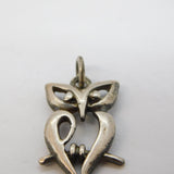 Sterling Silver Perched Owl Charm Pendant Vintage c1970
