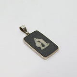 Sterling Silver Wedgwood Black & White Cameo Drop Charm Pendant Vintage c1970
