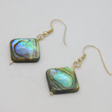 Pair of Sterling Silver Abalone Shell Bead Handmade Drop Earrings Vintage c1970