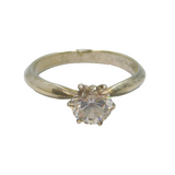 Sterling Silver Paste Solitaire Engagement Band Ring Vintage c1970 Size R