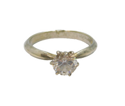 Sterling Silver Paste Solitaire Engagement Band Ring Vintage c1970 Size R