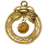 Sterling Silver Gilt Filigree Form Floral Drop Pendant Antique Art Deco c1920s