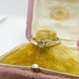 Sterling Silver Gilt Solitaire Ring Diamond Paste Stone Vintage c1970 Size P 1/2