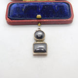 Sterling Silver and Onyx Geometric Drop Charm Pendant Vintage c1970