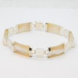 Sterling Silver Mother Of Pearl Panel Form Bracelet Contemporary c2000