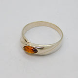 Sterling Silver Baltic Amber Patterned Band Studio Ring Modern c1990 Size R 1/2