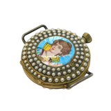 20th Century Swiss .800 Silver, Enamel & Pearl Set Ladies Watch Antique c1920s