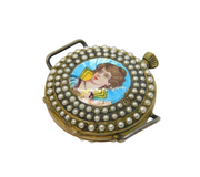20th Century Swiss .800 Silver, Enamel & Pearl Set Ladies Watch Antique c1920s