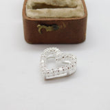Sterling Silver Sparkling Paste Set Heart Charm Pendant Vintage c1970