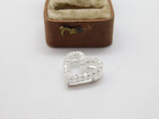 Sterling Silver Sparkling Paste Set Heart Charm Pendant Vintage c1970