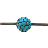 Austro-Hungarian Sterling Silver, Gold & Turquoise Button Brooch Antique