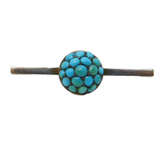 Austro-Hungarian Sterling Silver, Gold & Turquoise Button Brooch Antique