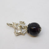 Sterling Silver Jumping Horse with Agate Ball Fob Pendant Vintage c1970