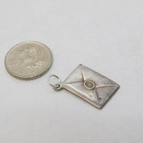Sterling Silver Good Luck Envelope Charm Pendant Vintage c1970s
