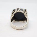 Sterling Silver & Onyx Set Abstract Style Dress Ring Vintage Birmingham