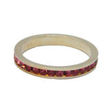 Sterling Silver Channel Set Pink CZ Eternity Band Ring Vintage c1990 Size O 1/2