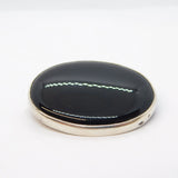 Sterling Silver Mounted Black Onyx Brooch Pin Vintage 1988 London