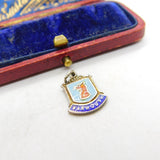 Sterling Silver and Enamel Barmouth Shield Charm Pendant Vintage c1970