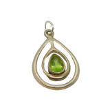 Sterling Silver Peridot Peardrop Studio Style Charm Pendant Contemporary c1990s