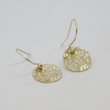 Pair of Sterling Silver Hammered Disc Studio Drop Earrings Contemporary c2000