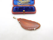 Sterling Silver Mounted Large Red Agate Carnelian Pendant Vintage c1970