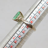 Sterling Silver Emerald Cut Aqua CZ & Clear CZ Ring Modern c1990 Size M 1/2