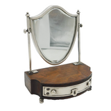 Edwardian Sterling Silver & Wooden Jewellery Box & Mirror Antique 1905