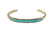 Sterling Silver MKL Zuni Turquoise Inlay Handmade Cuff Bangle Vintage c1970