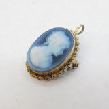 Sterling Silver Carved Hardstone Cameo Pendant Vintage c1980s