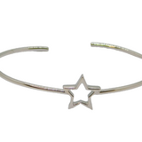 Sterling Silver Open Star Bangle Bracelet Vintage c1990