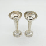 Art Deco Pair of Sterling Silver Flower Bud Vases Antique 1948 Birmingham