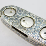 19th Century Russian Silver Niello Enamel Three-Coin Holder Antique c1850s