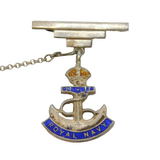 WWII Sterling Silver & Enamel Royal Navy Sweetheart Brooch Antique c1940