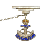 WWII Sterling Silver & Enamel Royal Navy Sweetheart Brooch Antique c1940